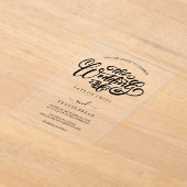 Black Modern Boho Acryl Uitnodiging voor het Huwel (Laagn)