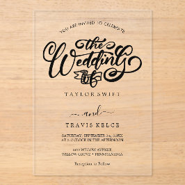 Black Modern Boho Acryl Uitnodiging voor het Huwel