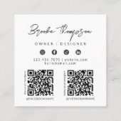 Black Modern Boho QR Code Visitekaartje (Achterkant)