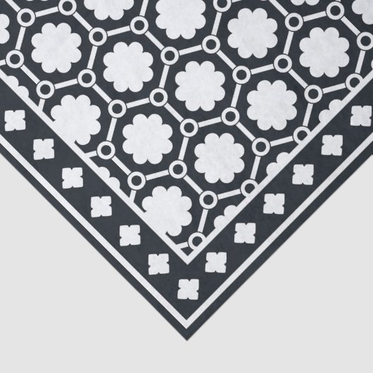 Black Modern Bone Inlay Decoupage Paper Tissuepapier (Detail)