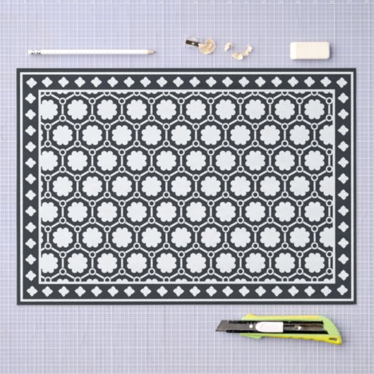 Black Modern Bone Inlay Decoupage Paper Tissuepapier (Craft)