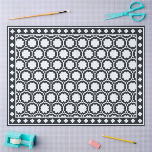 Black Modern Bone Inlay Decoupage Paper Tissuepapier (Craft)