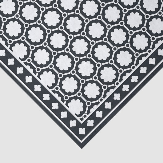 Black Modern Bone Inlay Decoupage Paper Tissuepapier (Detail)