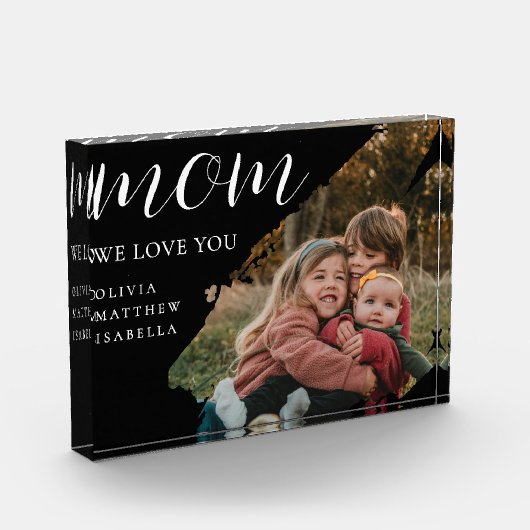 Black Modern Brushstroke Script We Love You Mom Fotoblokken (Links)