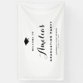 Black Modern Calligrafie Afstuderen Spandoek (Verticaal)