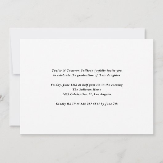 Black Modern Calligraphy Photo Afstuderen Aankondiging (Achterkant)