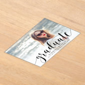 Black Modern Calligraphy Photo Afstuderen Acryl Uitnodigingen (Laagn)