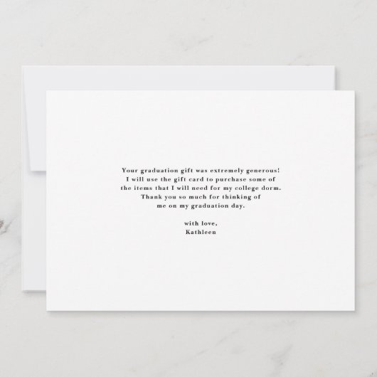 Black Modern Calligraphy Photo Afstuderen Bedankkaart (Achterkant)