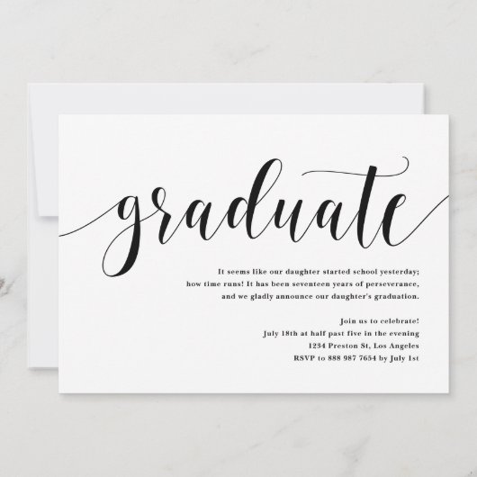 Black Modern Calligraphy Photo Afstuderen Kaart (Achterkant)