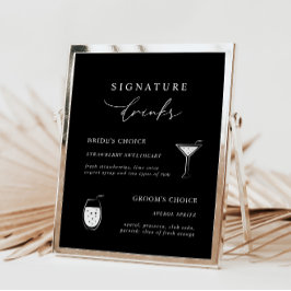 Black Modern Calligraphy Signature Drink Sign