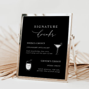 Black Modern Calligraphy Signature Drink Sign