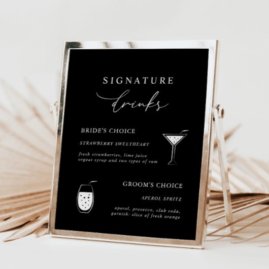Black Modern Calligraphy Signature Drink Sign