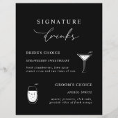 Black Modern Calligraphy Signature Drink Sign (Voorkant)