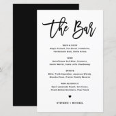 Black Modern Calligraphy Wedding Bar-menukaart (Voorkant / Achterkant)