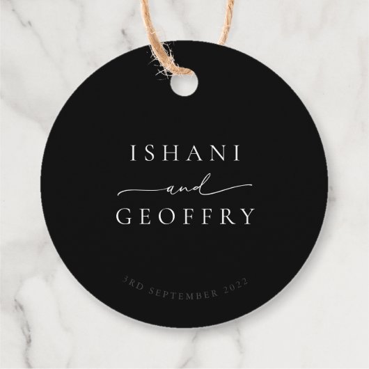 Black Modern Calligraphy Wedding Bedankt Bedankjes Labels (Achterkant)