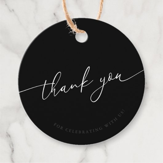 Black Modern Calligraphy Wedding Bedankt Bedankjes Labels (Voorkant)