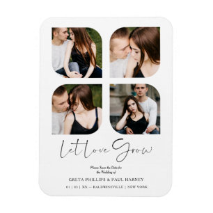 Black Modern Chic Clover Collage 4 Foto's Weddensc Magneet