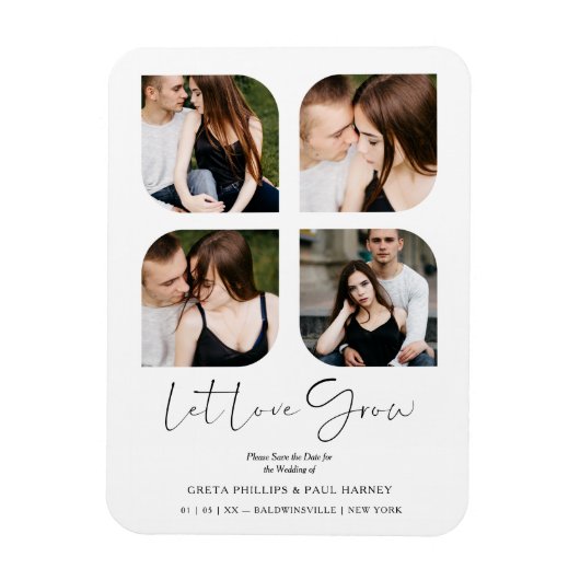 Black Modern Chic Clover Collage 4 Foto's Weddensc Magneet (Verticaal)