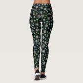 Black Modern Chic Elegant Snowflake in veel vormen Leggings (Achterkant)