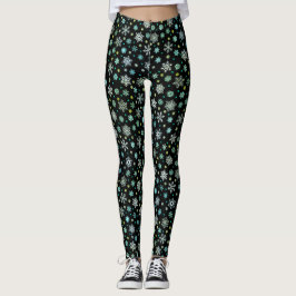 Black Modern Chic Elegant Snowflake in veel vormen Leggings