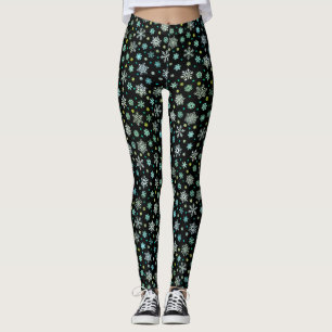 Black Modern Chic Elegant Snowflake in veel vormen Leggings
