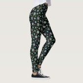 Black Modern Chic Elegant Snowflake in veel vormen Leggings (Rechts)