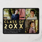 Black Modern Chic Photo Afstuderen aangekondigd Folie Uitnodiging (Voorkant)