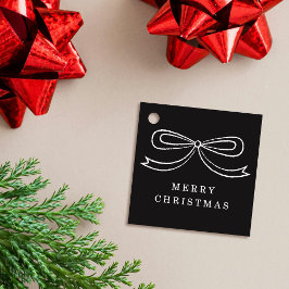 Black Modern Christmas Bow Holiday Gift Tag Bedankjes Labels
