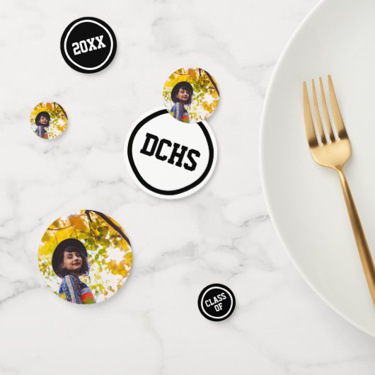 Black Modern Circles Foto Afstuderen Confetti (Groep)