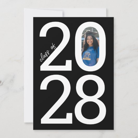 Black Modern Class Jaar van en Foto Afstuderen Aankondiging (Voorkant)