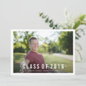 Black Modern Class of Photo Afstuderen Invitation Kaart (Staand voorkant)