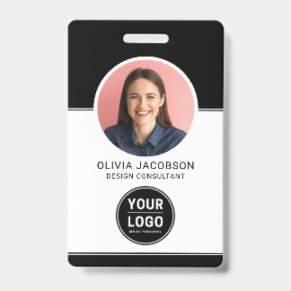 Black Modern Company Employee Photo Security QR-ID Badge