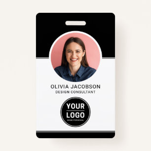 Black Modern Company Employee Photo Security QR-ID Badge