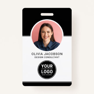 Black Modern Company Employee Photo Security QR-ID Badge