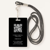 Black Modern Company Employee Photo Security QR-ID Badge (Achterkant met draagriem)