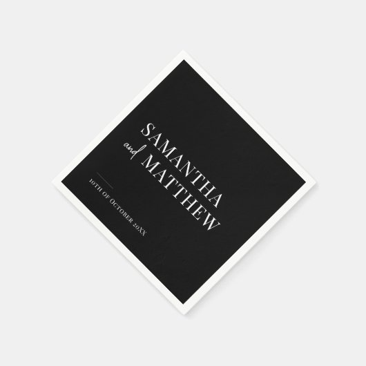 Black Modern Couple Names Wedding Servet (Hoek)
