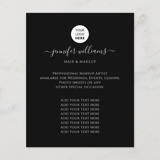 Black Modern Custom Photo Logo Promotion Flyer (Achterkant)
