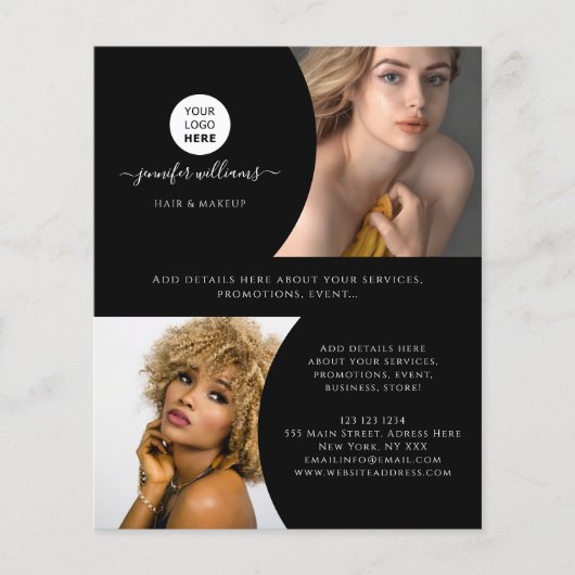 Black Modern Custom Photo Logo Promotion Flyer (Voorkant)