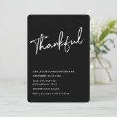 Black Modern Dankbaar Thanksgiving Diner Kaart (Staand voorkant)