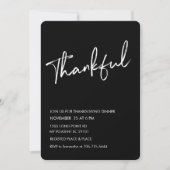 Black Modern Dankbaar Thanksgiving Diner Kaart (Voorkant)