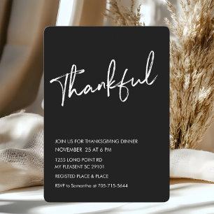 Black Modern Dankbaar Thanksgiving Diner Kaart