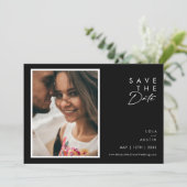 Black Modern | De foto horizontaal sparen de Datum Save The Date (Staand voorkant)