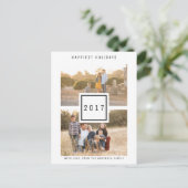Black Modern Double Photo Holiday Briefkaart (Staand voorkant)