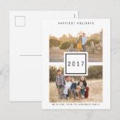Black Modern Double Photo Holiday Briefkaart (Voorkant / Achterkant)
