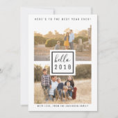 Black Modern Double Photo Nieuwjaar Flat Kaart (Voorkant)