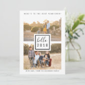 Black Modern Double Photo Nieuwjaar Flat Kaart (Staand voorkant)