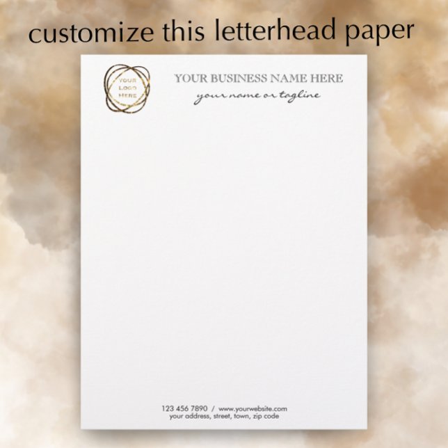 Black Modern Elegant Custom Business Logo    Briefhoofd (Edit this template for modern elegant personalized letterhead stationary. 
)