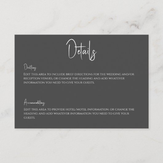 Black Modern Elegant Minimal Details Kaart (Voorkant)