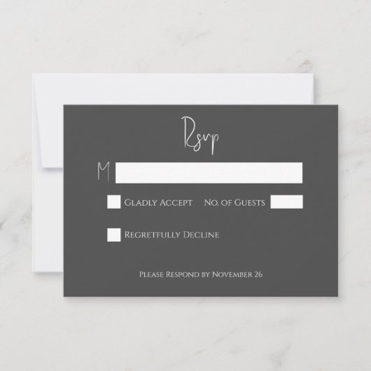 Black Modern Elegant Minimal Folie Response Kaart (Voorkant)