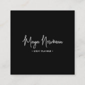 BLACK Modern Elegant Minimal QR Code Professional Vierkante Visitekaartje (Voorkant)